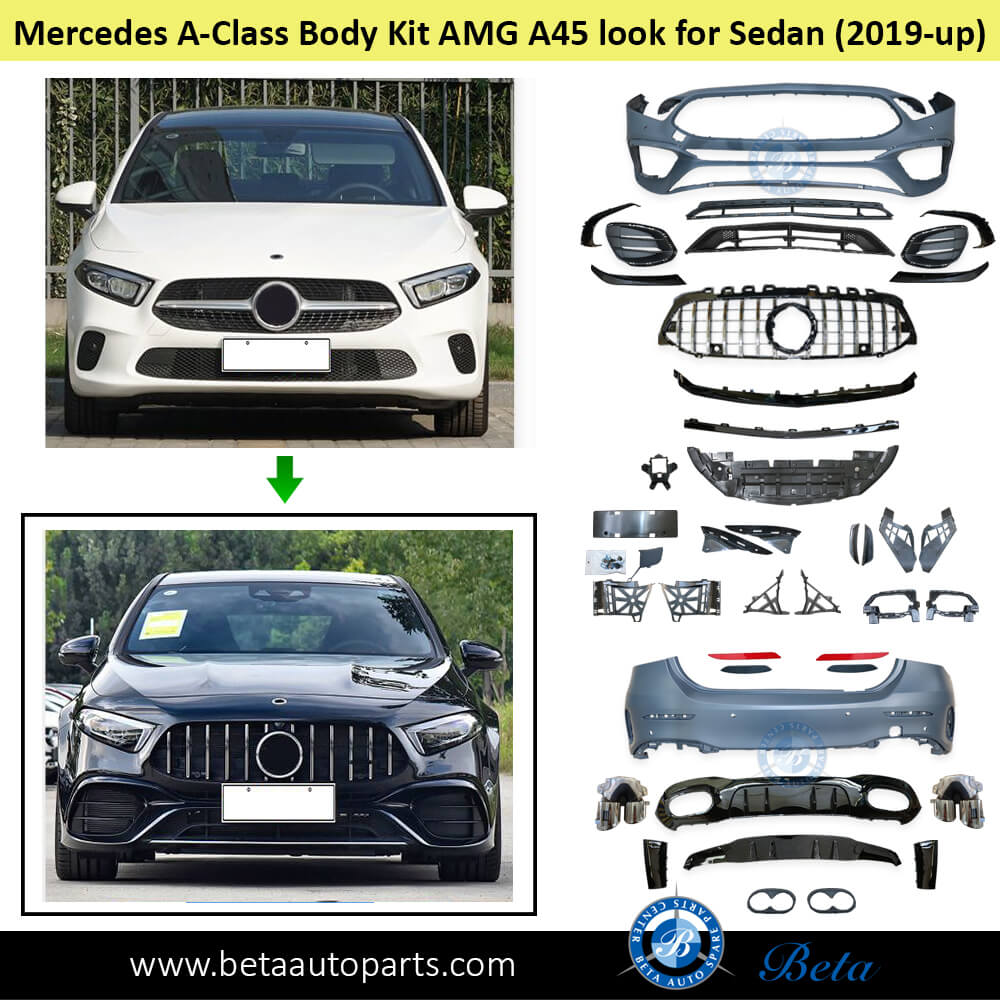 Body kit AMG A45 look for sedan for Mercedes A-Class W177 2019-Up models Body kit AMG A45 look for sedan for Mercedes A-Class W177 2019-Up models